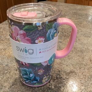 Swig Life Floral Insulated Mug with Pink Handle